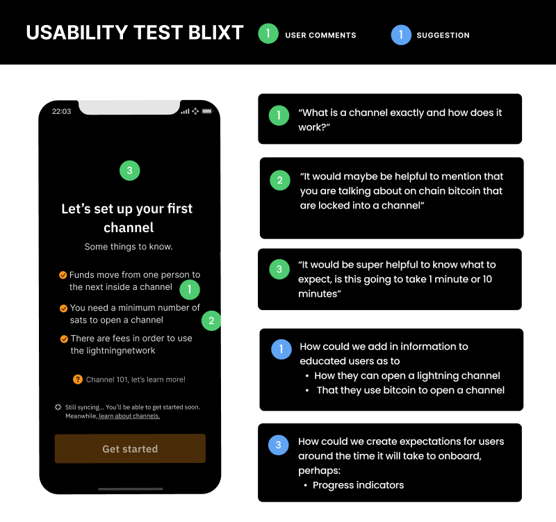 Diagram showing comments from users and which section of the UI they were commenting on